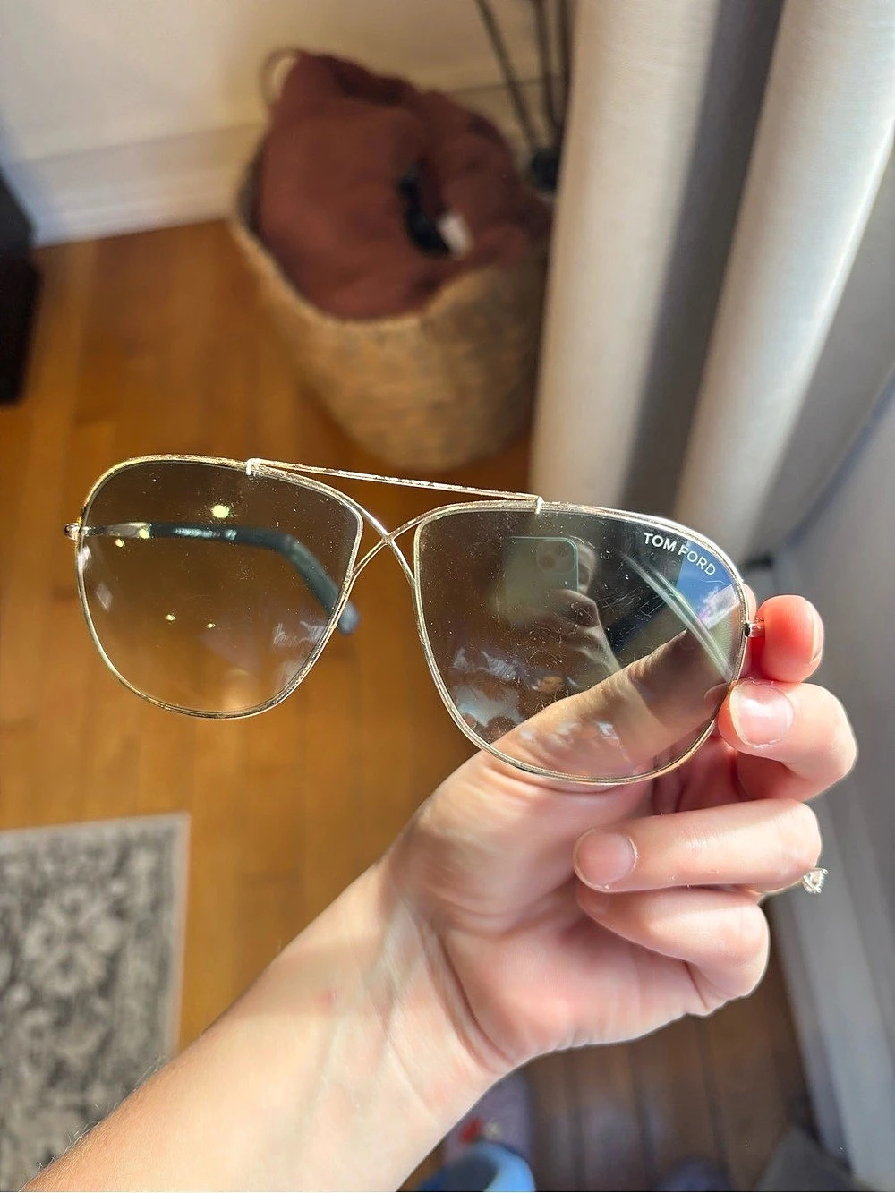 Tom Ford April TF393 Gold & Brown Aviator Sunglasses